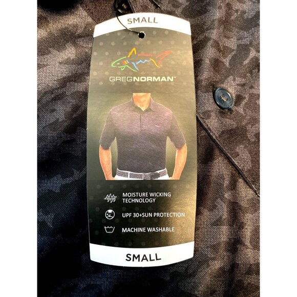 Greg Norman Mens Black Camo Polo Shirt S Moisture Wicking UPF 30+ Sun Protection - Picture 3 of 4